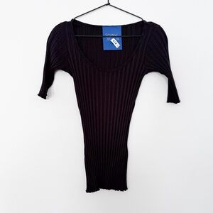 Simon Miller black ribbed fitted short sleeve top blouse top size small pre-owne